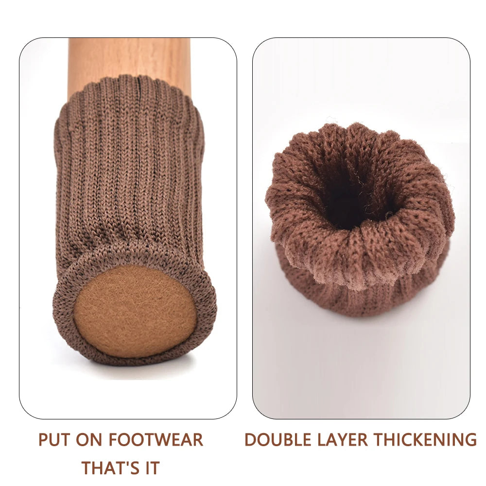 16Pcs Chair Legs Socks Knitted Furniture Feet Floor Protectors Anti-slip Pads Silent Thicken Table Chair Leg Socks Covers