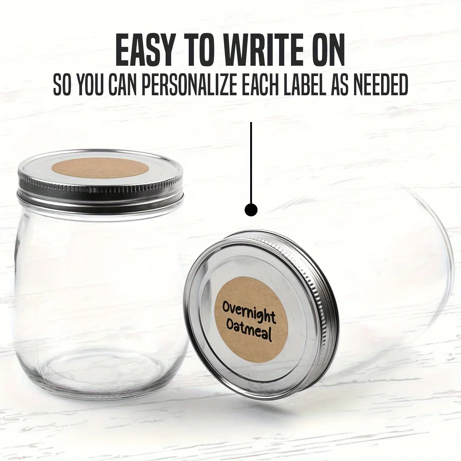 500 pcs 1 roll Kraft Dissolvable Mason Jar Labels Dissolvable Food Labels for Containers Jam Homemade Canning Jar Stickers