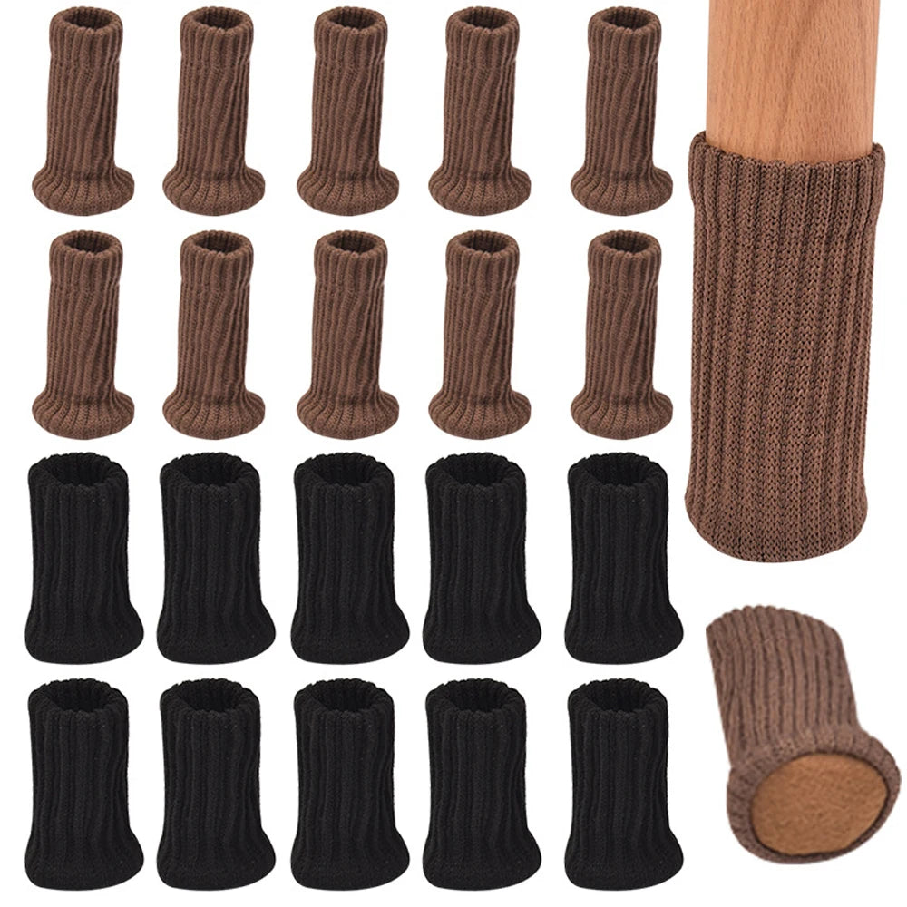 16Pcs Chair Legs Socks Knitted Furniture Feet Floor Protectors Anti-slip Pads Silent Thicken Table Chair Leg Socks Covers