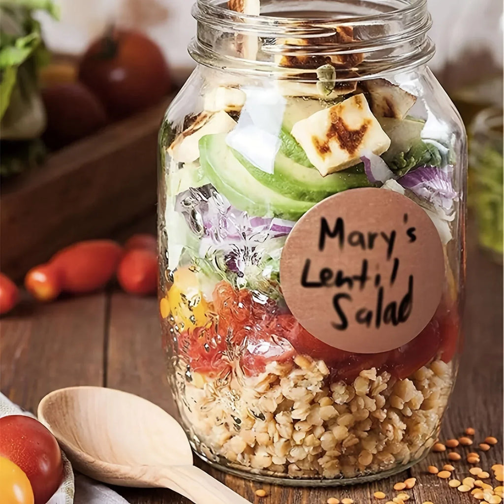 500 pcs 1 roll Kraft Dissolvable Mason Jar Labels Dissolvable Food Labels for Containers Jam Homemade Canning Jar Stickers